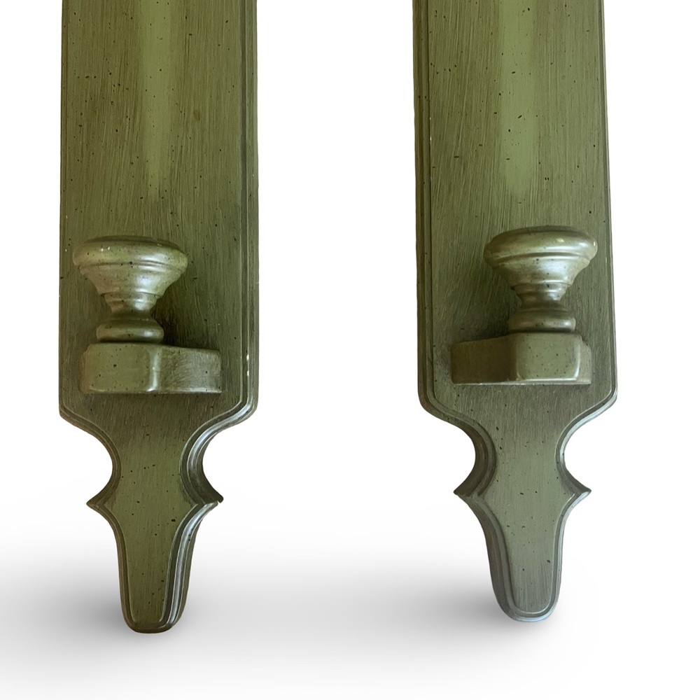 Vintage MCM Tell City Wall Sconces in Antique Green - Picture 2 of 8